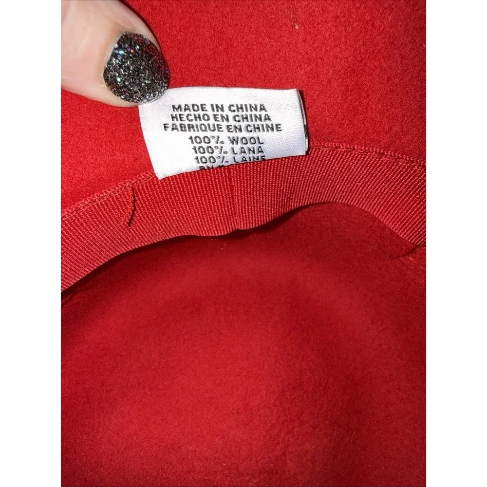 Nine West Red Wool Cloche Bucket Hat